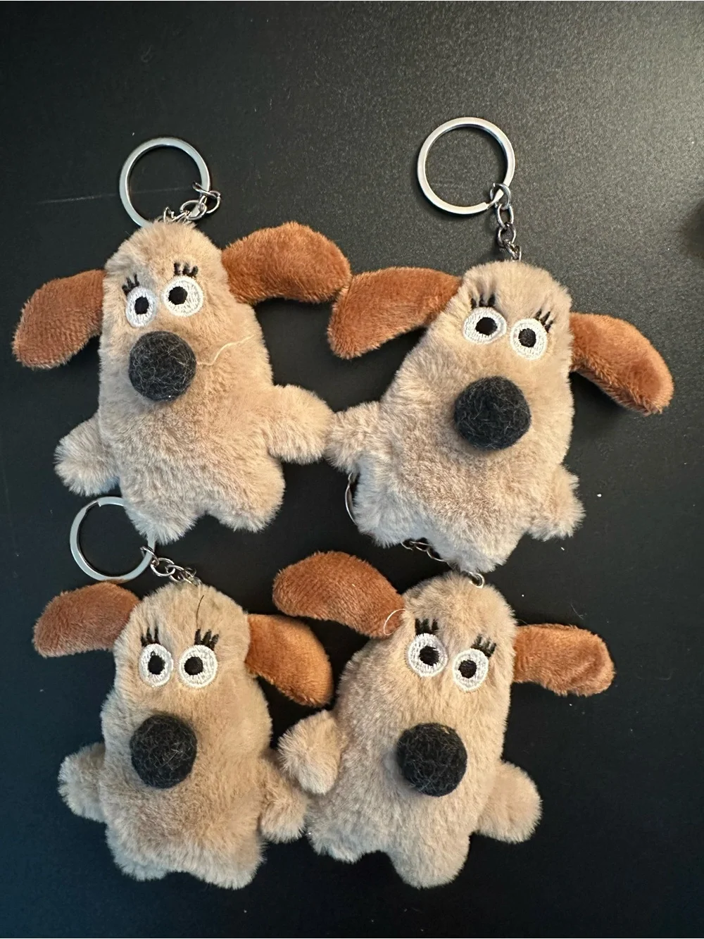 Set of 4 Plush Dog Keychain/ Double Sided Mirror